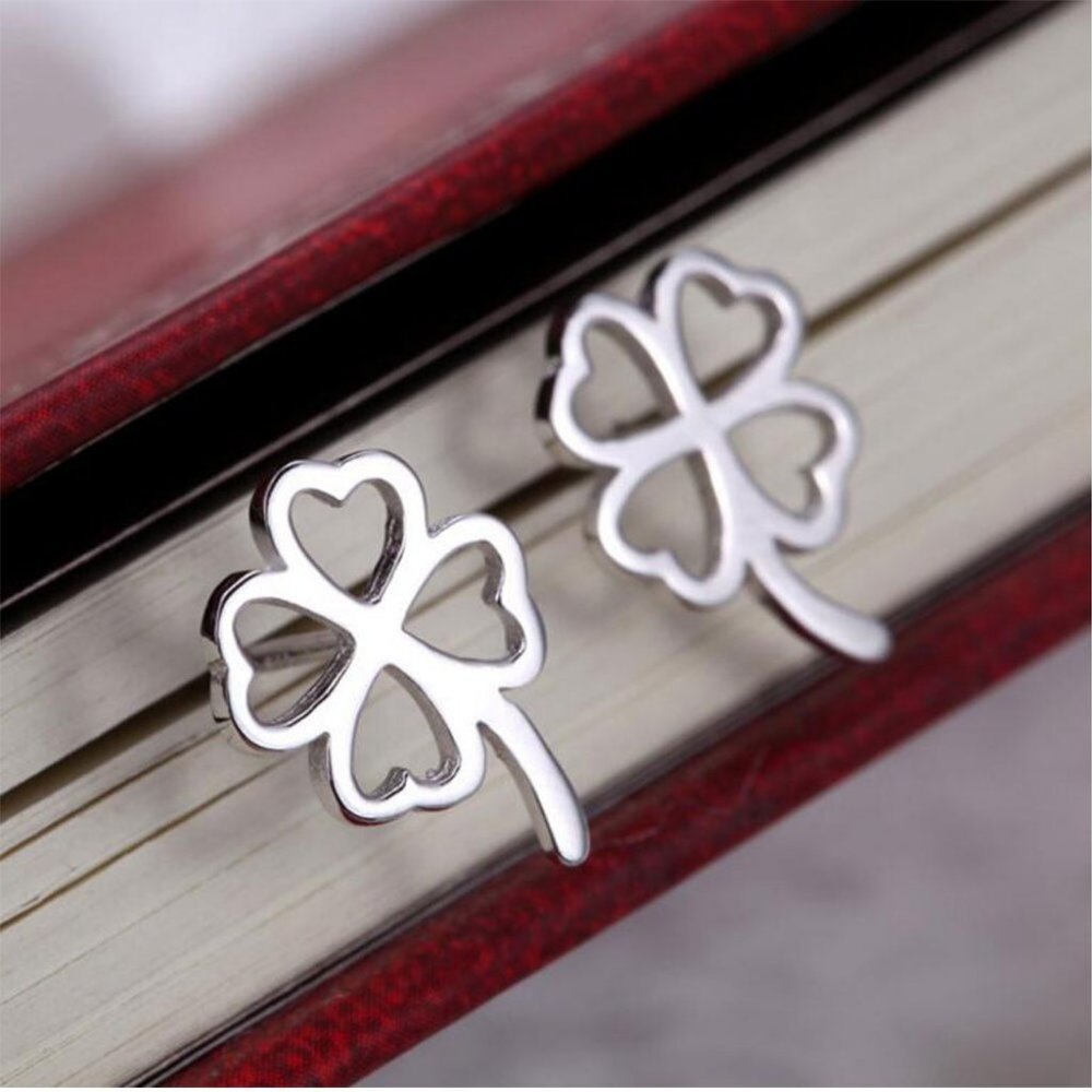 NEW 925 Sterling Silver Clover Stud Earrings - Picture 1 of 8